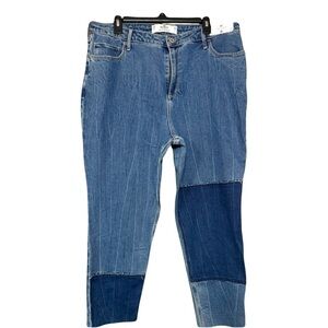HOLLISTER NWT womens curvy light and dark denim patchwork high rise mom jean